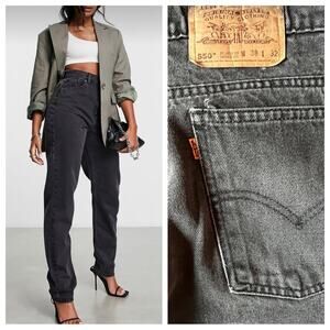 Levis 550 VTG Black Jeans Orange Tab Relaxed Fit High Rise Tapered leg Student